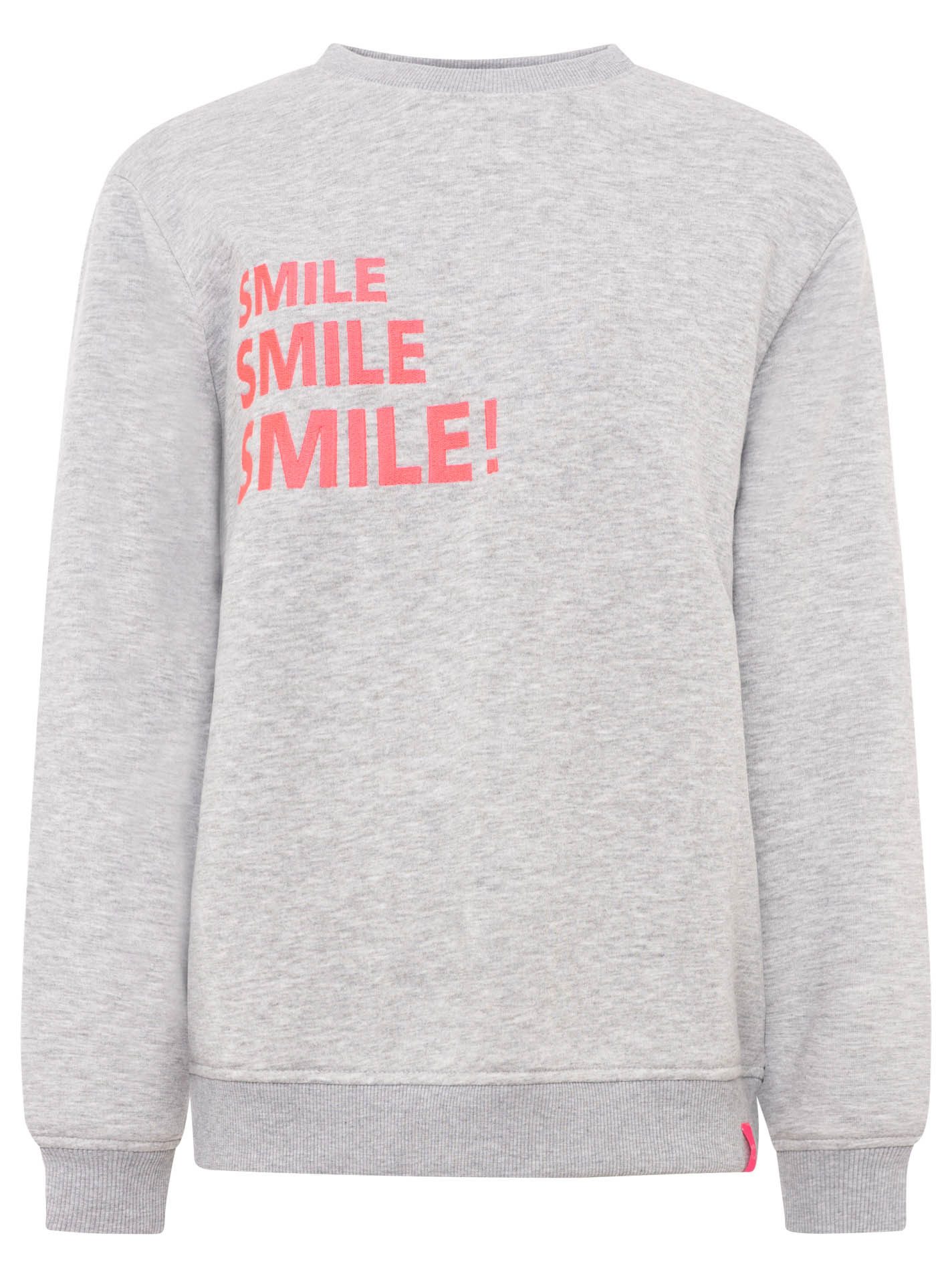 Zwillingsherz Hoodie "Smile Smile Smile" Rundhals, Stickerei in Neon, fröhliche Botschaft