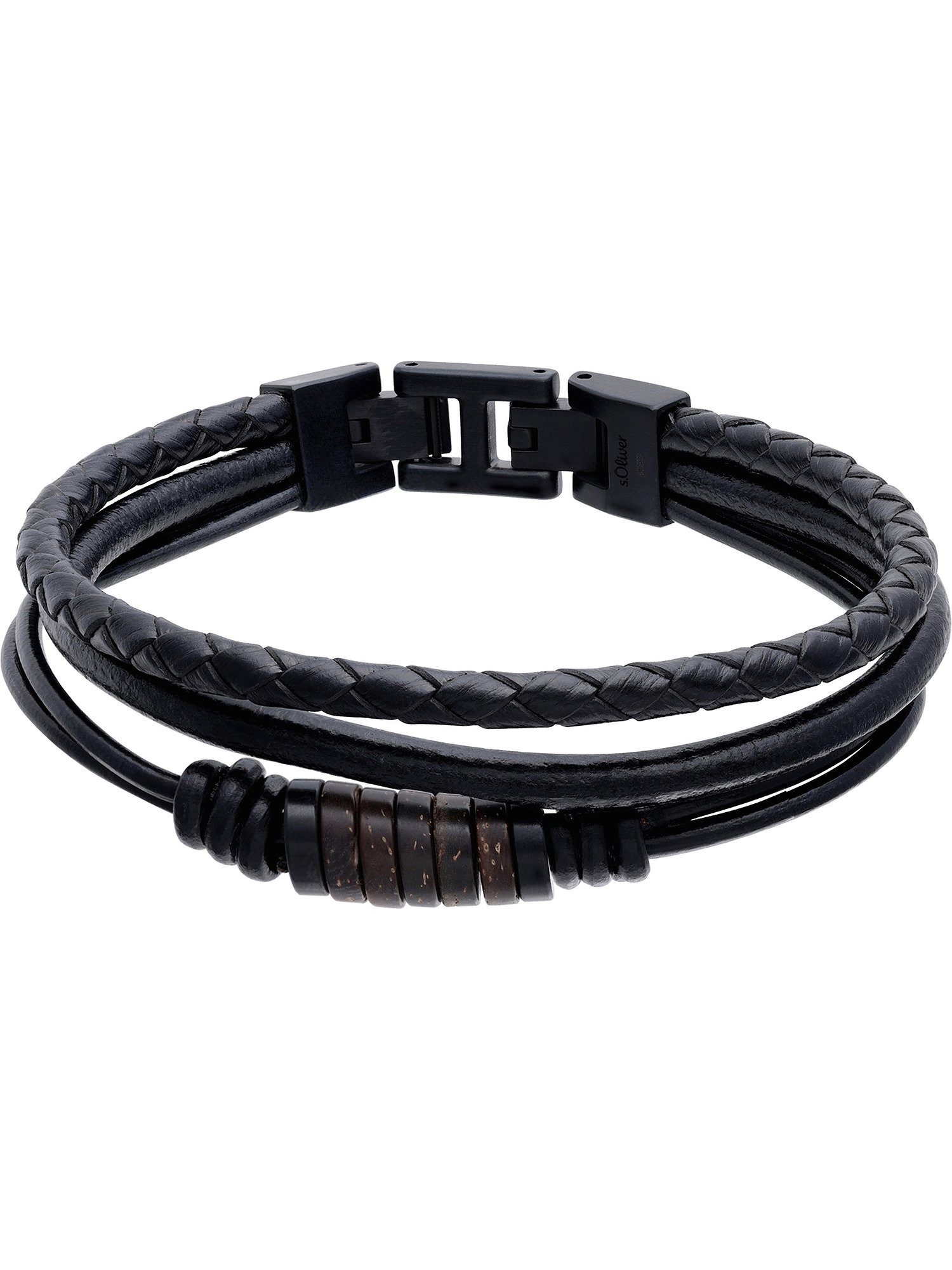 s.Oliver Armband S.Oliver Herren-Armband Edelstahl, Leder