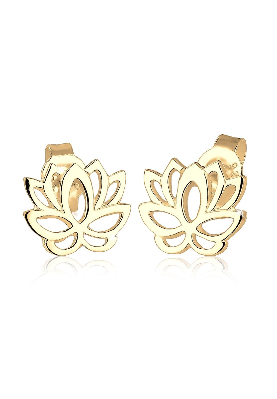 Blume, Lotusblume Ohrstecker Gold Blüte Lotus Paar Elli 925 Lotusblume Silber,