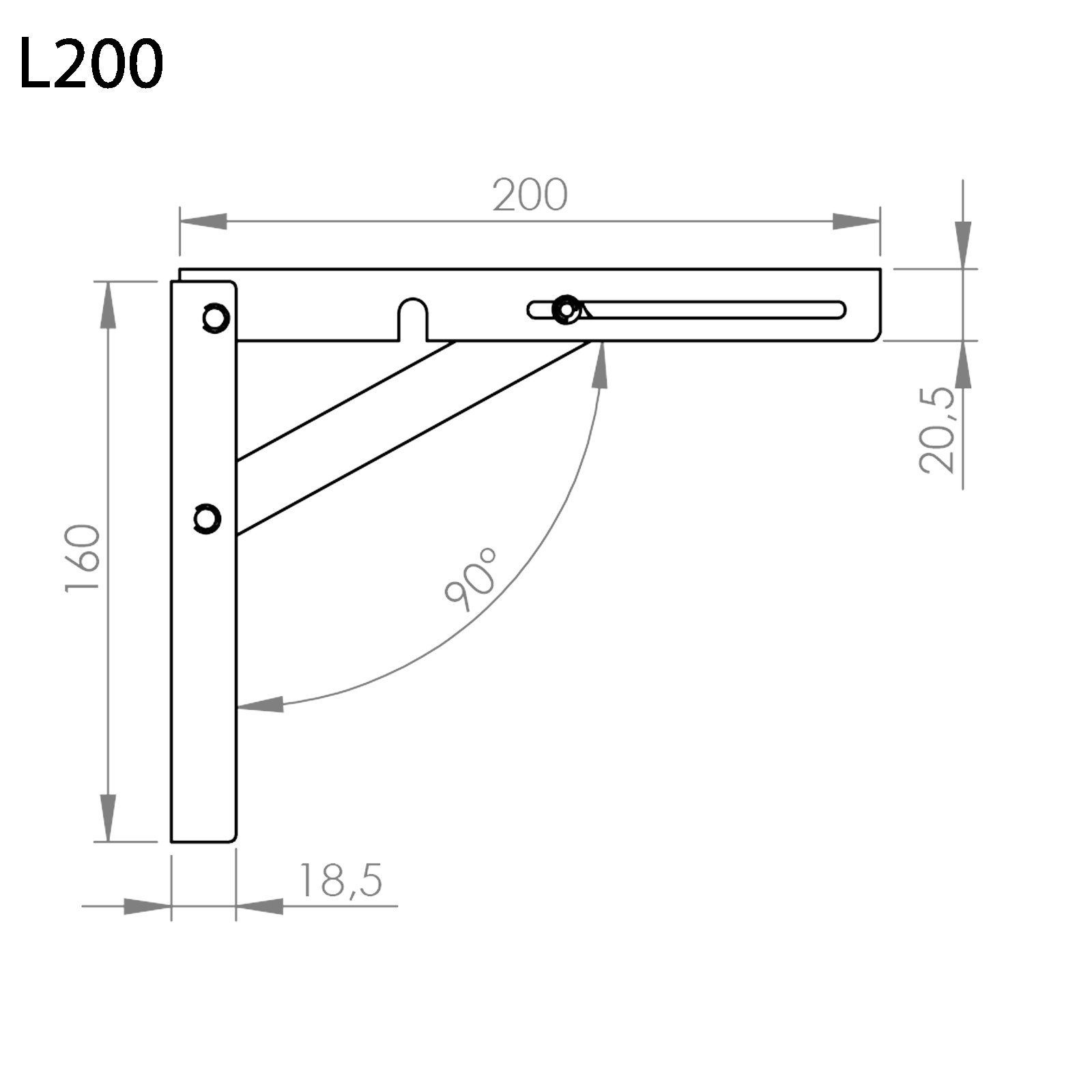 390 Klappkonsole 300 Länge 120 mm Tragkraft / Höhe (pro Paar), SO-TECH® kg mm 1-tlg. Schwarz Wandregalhalter