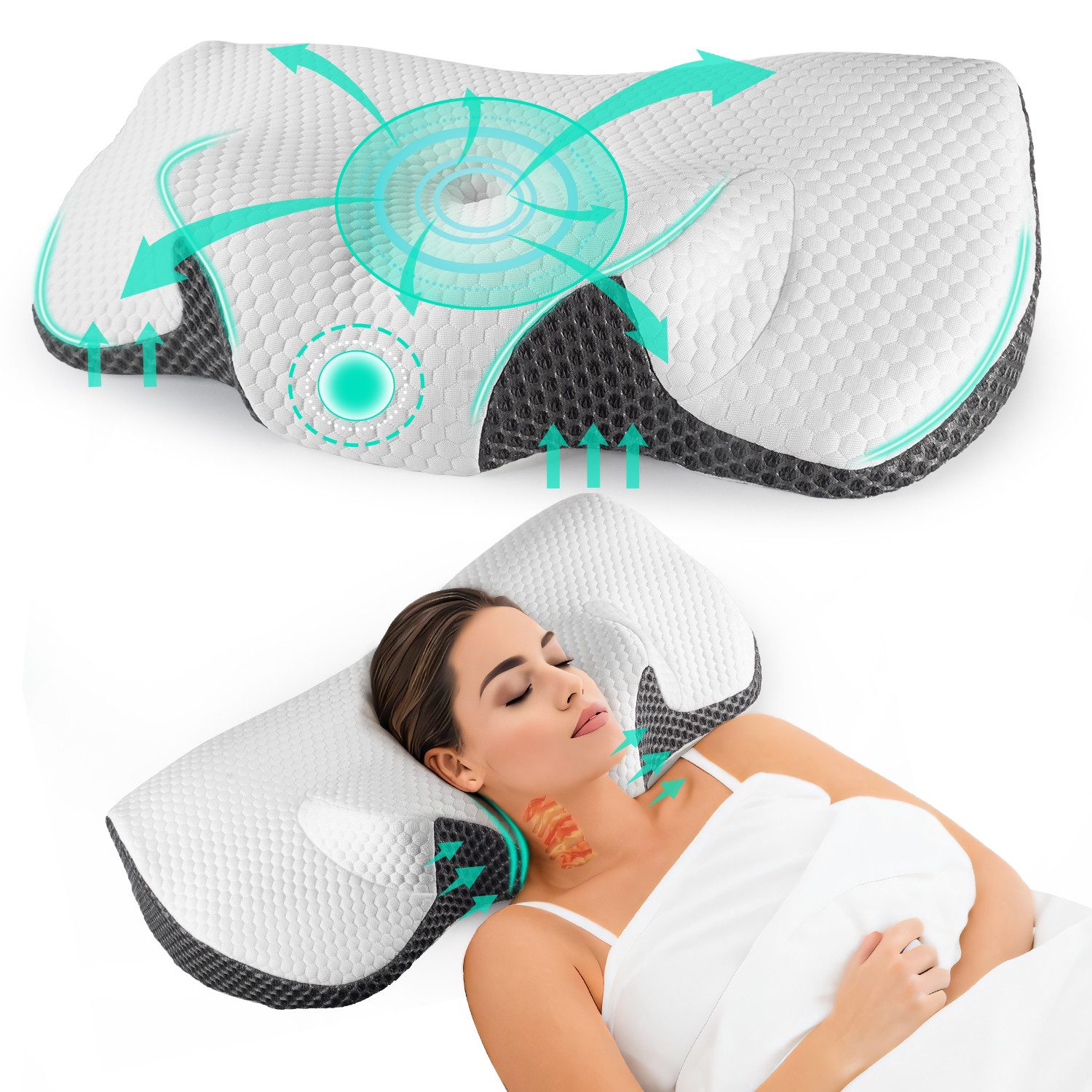 Kopfkissen Orthopädisches Kissen, Kopfkissen Nackenschmerzen aus Memory Foam