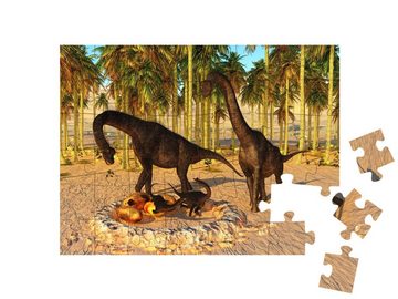 puzzleYOU Puzzle Brachiosaurus-Eltern und Dino-Eier, 48 Puzzleteile, puzzleYOU-Kollektionen Dinosaurier, Tiere aus Fantasy & Urzeit