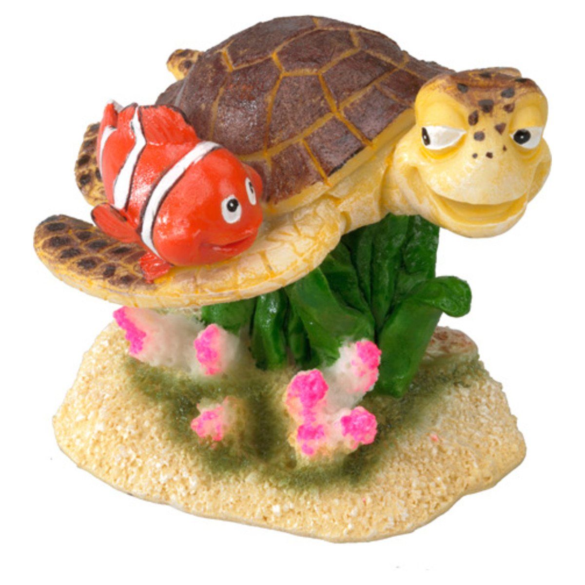 Aquariendeko Aquariumdekoration Clownfisch mit Schildkröte