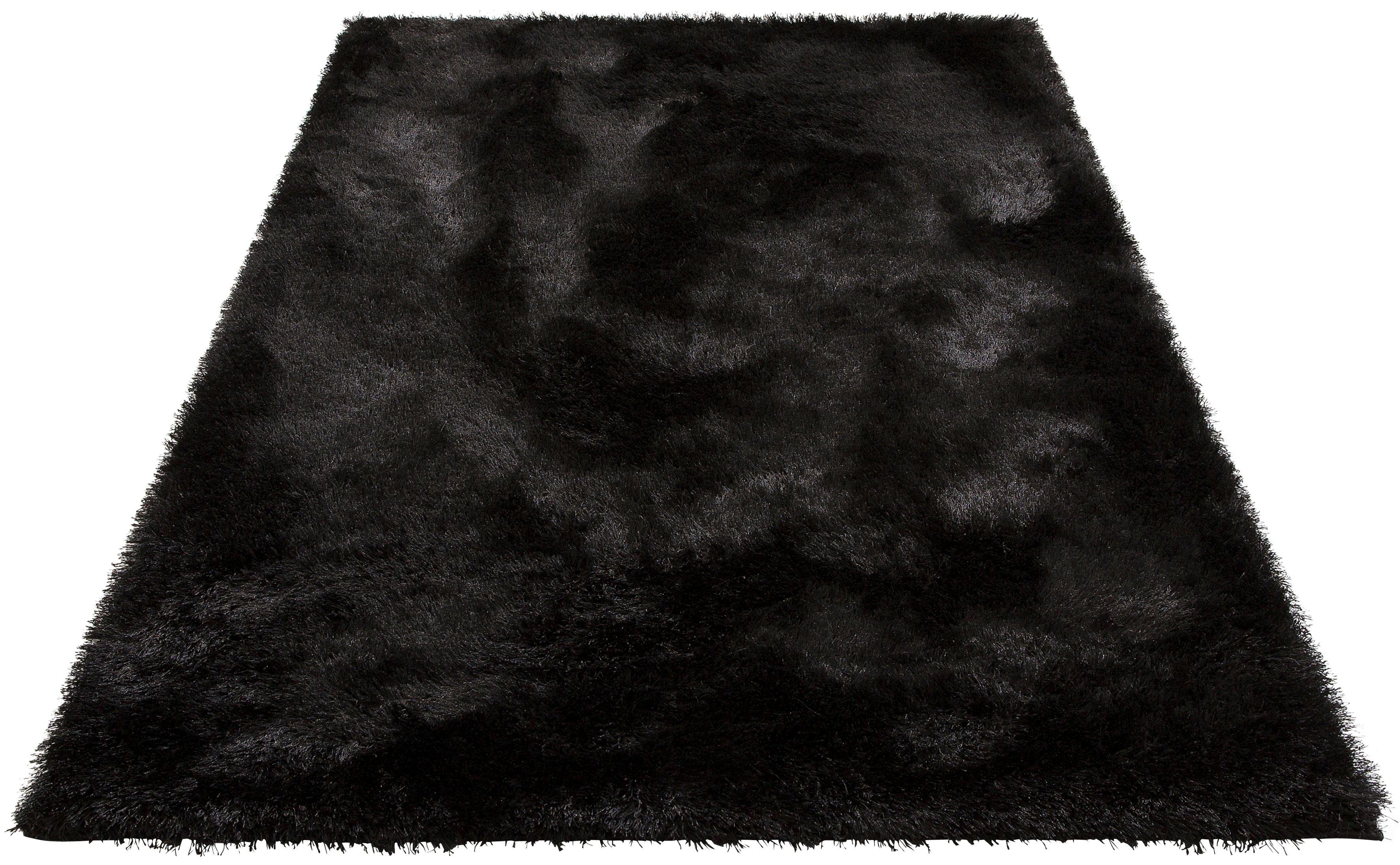 Hochflor-Teppich Mikro Soft Super, my home, rechteckig, Höhe: 50 mm, besonders weich durch Mikrofaser, extra flauschig, einfarbig, weich schwarz