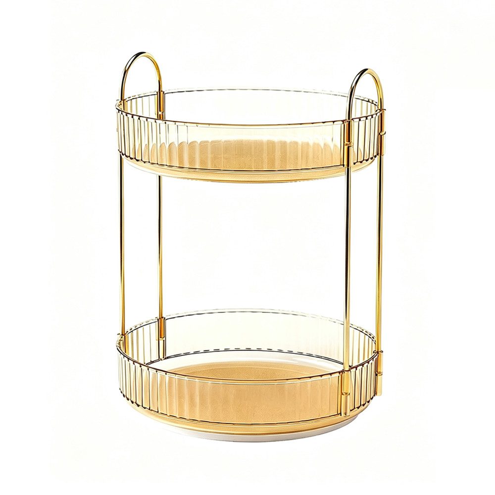 AFKSMILE Make-Up Organizer Make Up Kosmetik Organizer, 360° Dreh Schmink Organizer, 2 Ebenen, Multifunctional Makeup Skincare Aufbewahrungssystem für Schminktisch
