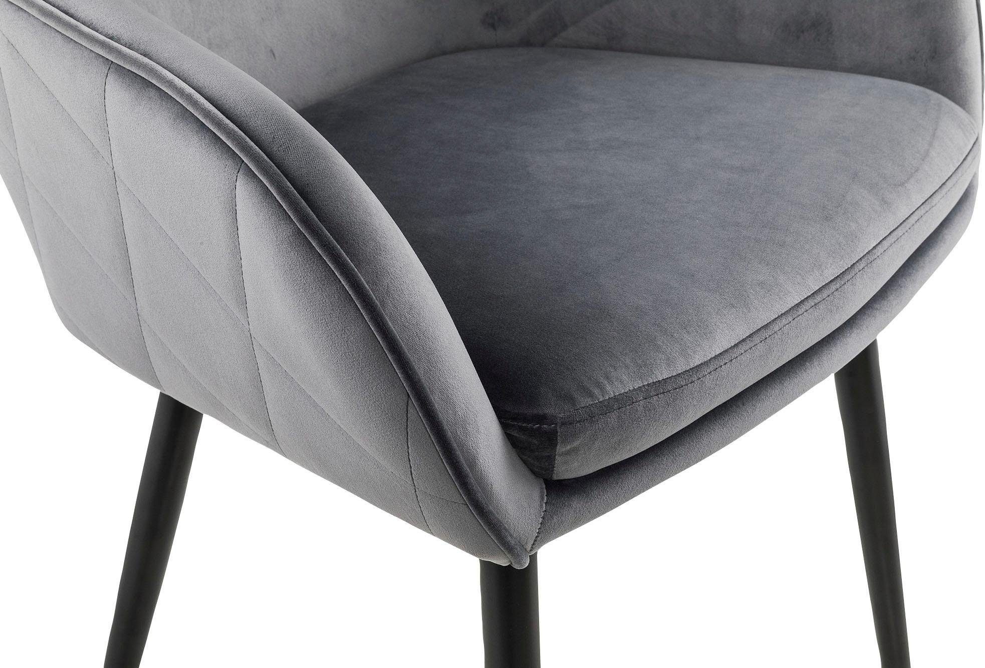 SalesFever Armlehnstuhl, mit Diamantsteppung auf Rückseite grau/schwarz der grau 