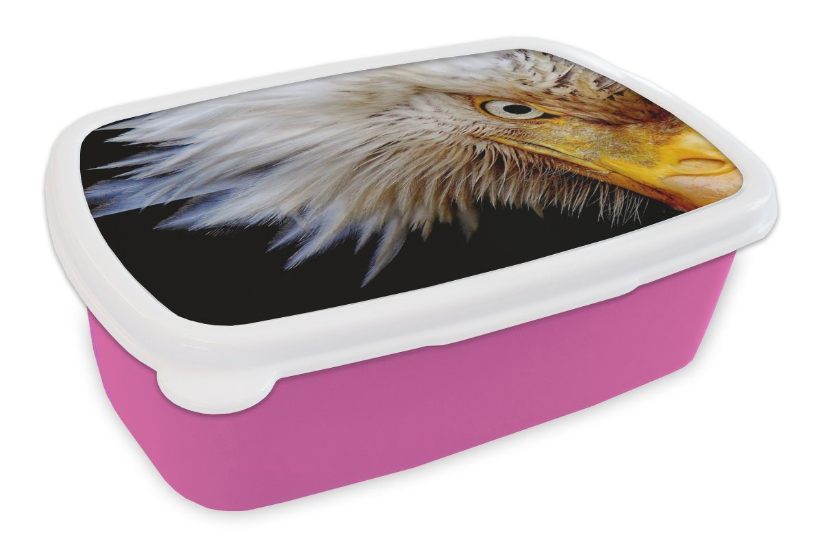 MuchoWow Lunchbox Vogel - Auge - Schnabel, Kunststoff, (2-tlg), Brotbox für Erwachsene, Brotdose Kinder, Snackbox, Mädchen, Kunststoff rosa