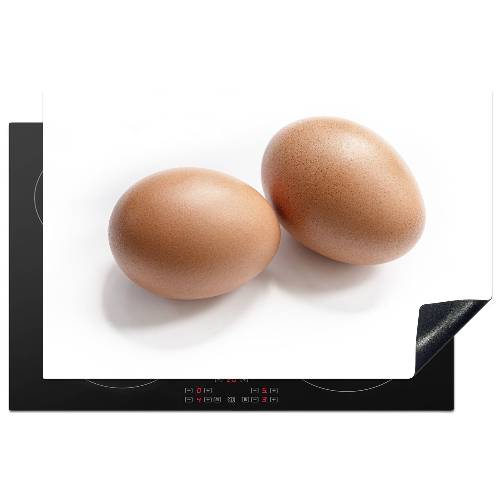 MuchoWow Herdblende-/Abdeckplatte Rote Eier auf weißem Hintergrund, Vinyl, (1 tlg), 81x52 cm, Induktionskochfeld Schutz für die küche, Ceranfeldabdeckung