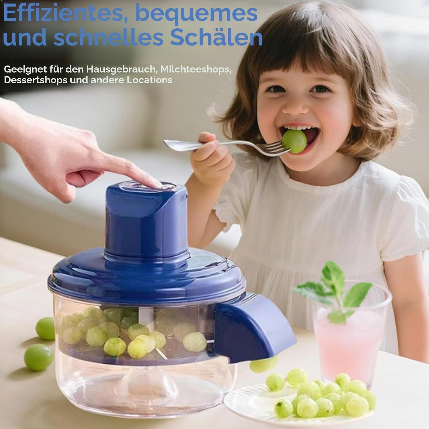 ibettertec Obstschneider Obstschäler - für Trauben, Kirschen & Tomaten,automatisch,USB, (35 W, mit Auffangbehälter & Auslauf, für schnelle & saubere Trennung vo – Bild 5 von 5