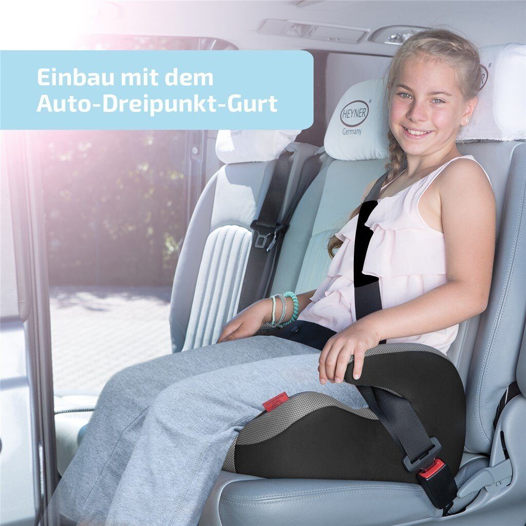 HEYNER Autokindersitz Kindersitzerhöhung mit Gurtführung extra Sitzerhöhung breit schwarz (15-36k