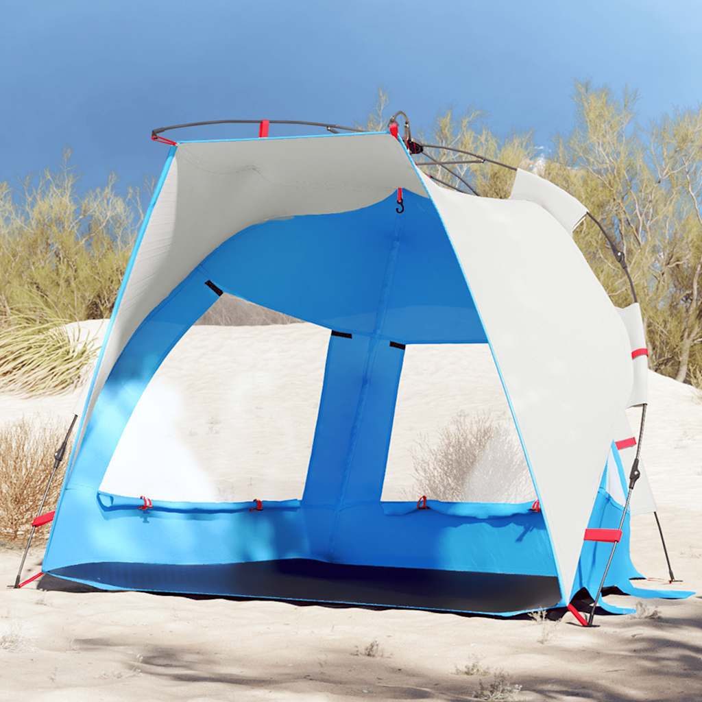 vidaXL Strandmuschel Strandzelt 2 Personen Azurblau Quick Release Wasserdicht, (1 tlg)
