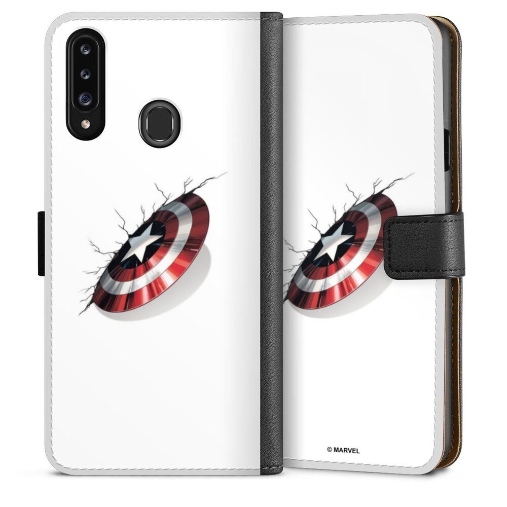 DeinDesign Handyhülle Captain America Offizielles Lizenzprodukt Marvel, Samsung Galaxy A20s Hülle Handy Flip Case Wallet Cover