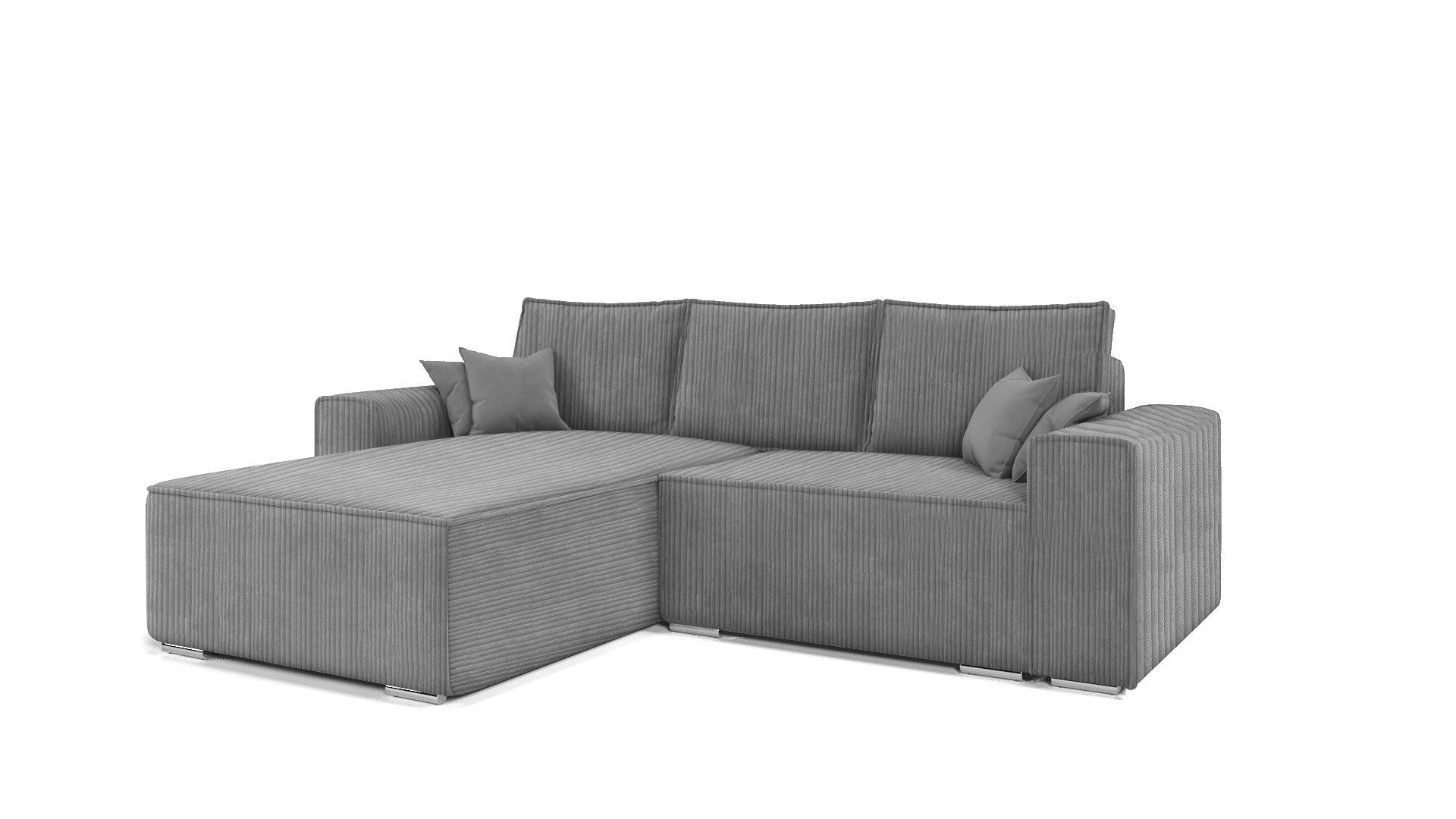 MOEBLO Ecksofa ERNO II, Ecksofa aus Cordstoff, Couch für Wohnzimmer, Schlafsofa Sofagarnitur Sofa Eckcouch L-Form, mit Schlaffunktion und Bettkasten
