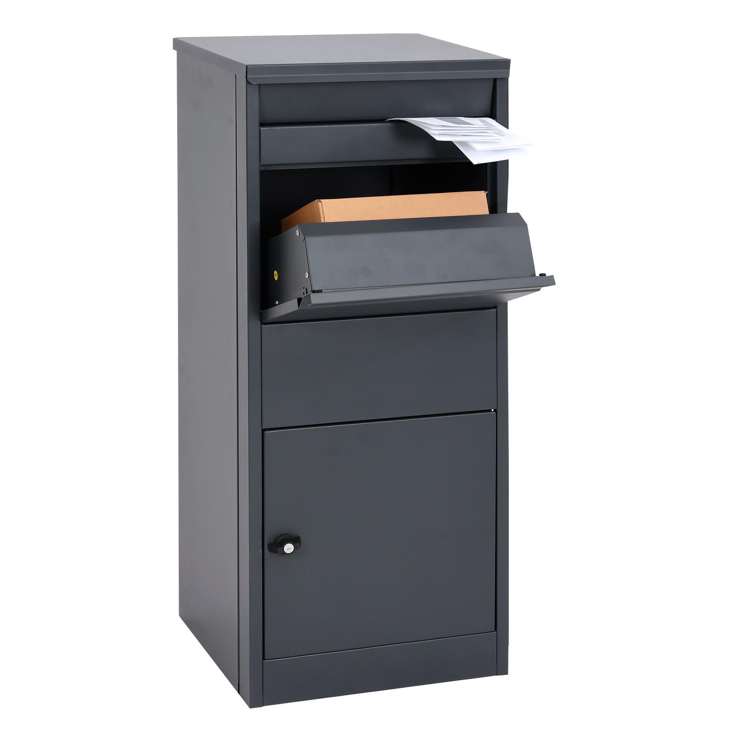 MCW Standbriefkasten MCW-G80, Am Boden fixierbar, Für Briefe und mittlere Pakete, Abschließbar