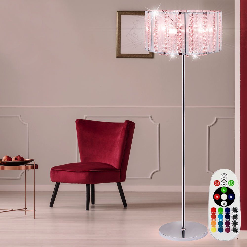 etc-shop LED Stehlampe, Leuchtmittel inklusive, Warmweiß, Farbwechsel,  Decken Fluter Wohn Zimmer Beleuchtung Kristall DIMMBAR im Set