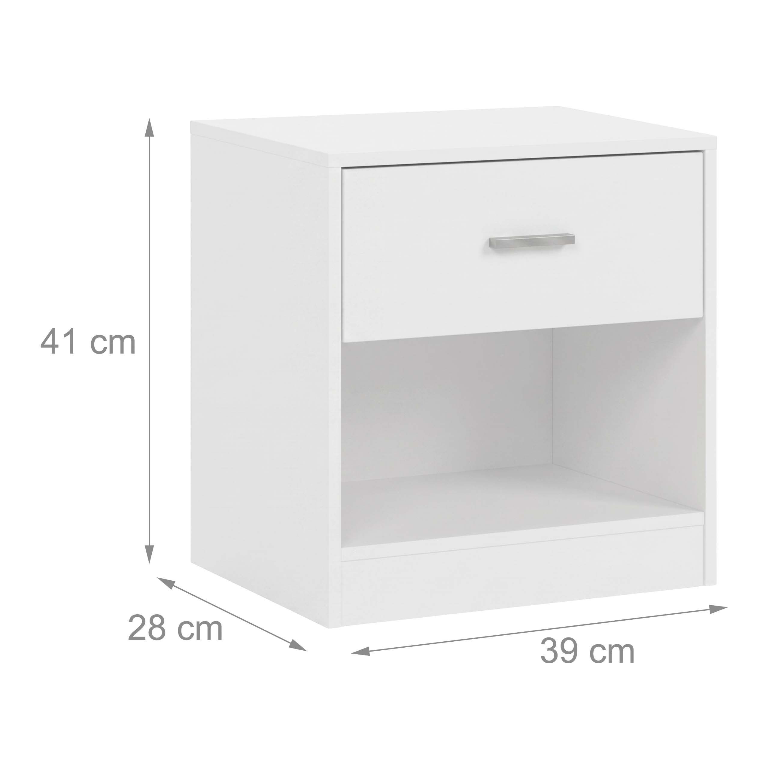 relaxdays Nachtschrank Nachttisch mit Schublade (2-St) weiß, 2er-Pack – Bild 4 von 5