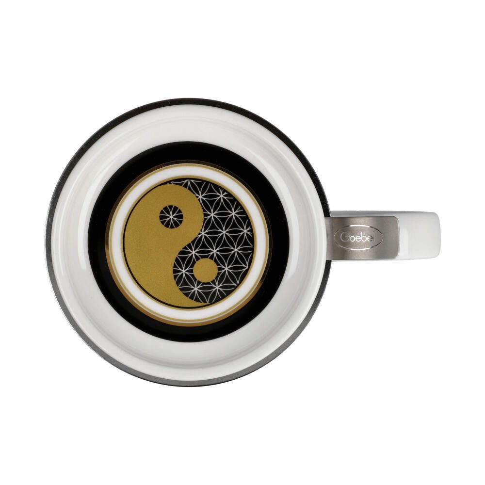 Goebel Becher Teetasse Blume des Lebens, Fine Bone China, Metall