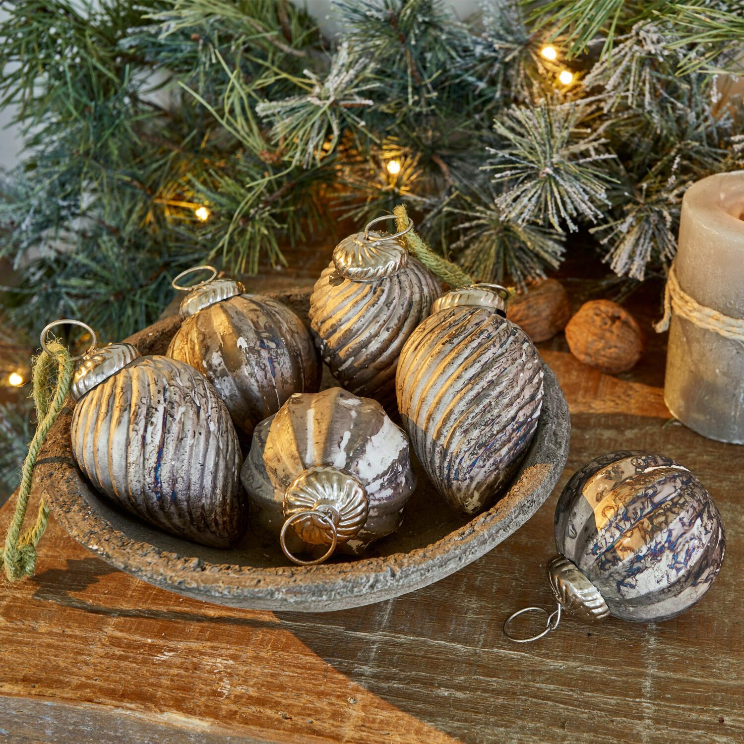 Mirabeau Christbaumschmuck Weihnachtsschmuck 6er Set Miras antiksilber, none