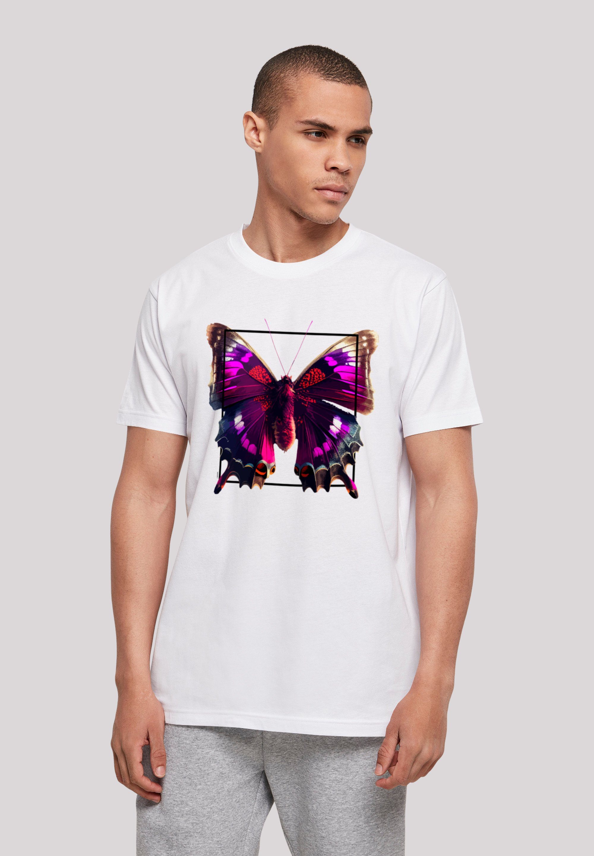 Pink TEE F4NT4STIC weiß UNISEX T-Shirt Print Schmetterling