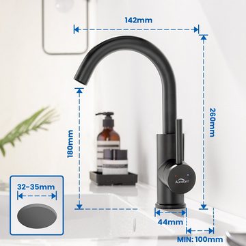 Auralum Küchenarmatur Waschtischarmatur Wasserhahn 360° Drehbar Einhandmischer Küchenarmatur