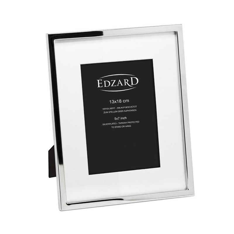 EDZARD Bilderrahmen Rivoli, versilbert und anlaufgeschützt, für 13x18 cm Foto - Fotorahmen, Rahmen für Foto zum Hinstellen und Aufhängen