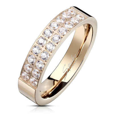 BUNGSA Fingerring Ring mit 20 Kristallen rosegold aus Edelstahl Damen (Ring, 1-tlg), Frauen Mädchen