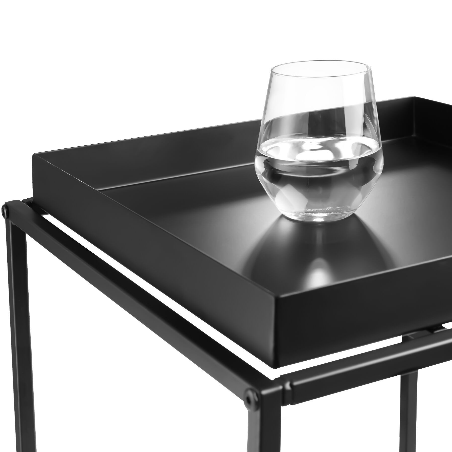 tectake Beistelltisch Ablagetisch, 40 x 40 x 44 cm, mit bodenschonenden Anti-Rutsch-Pads (Sofatisch Cambridge, 1-St., in schwarz), Stahl, ausgestattet mit Ablage in Tablettform, lässt sich stapeln