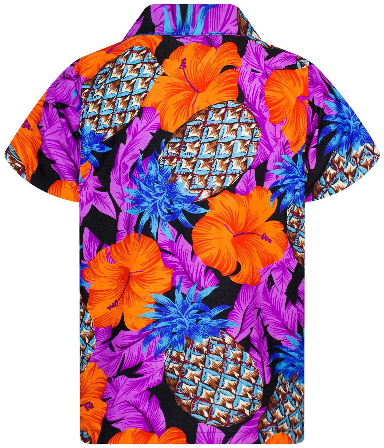 King Kameha Hawaiihemd Pineapple Hibiscus Funky Hawaii-Hemd Kurzarm Front-Tasche Unisex