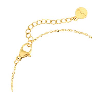 Made by Nami Armband Edelstahl Damen Gold mit zwei Edelsteinen & zwei verwundenen Kreisen, 16 + 4 cm Mutter Tochter Geschenk Wasserfester Schmuck