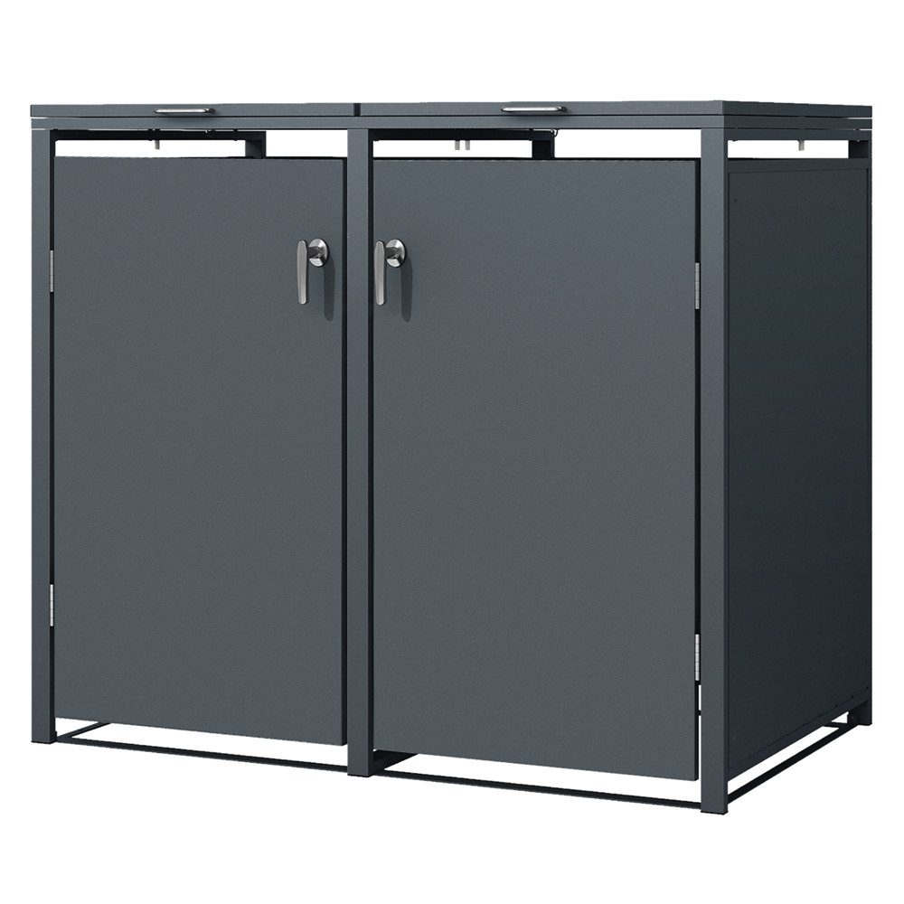 ML-DESIGN Mülltonnenbox Müllbox aus Stahl wetterfeste Mülltonnen Verkleidung Mülltonnengarage, Mülltonnencontainer mit Klappdeckel/Tür für 2 Tonne 120 oder 240 Liter