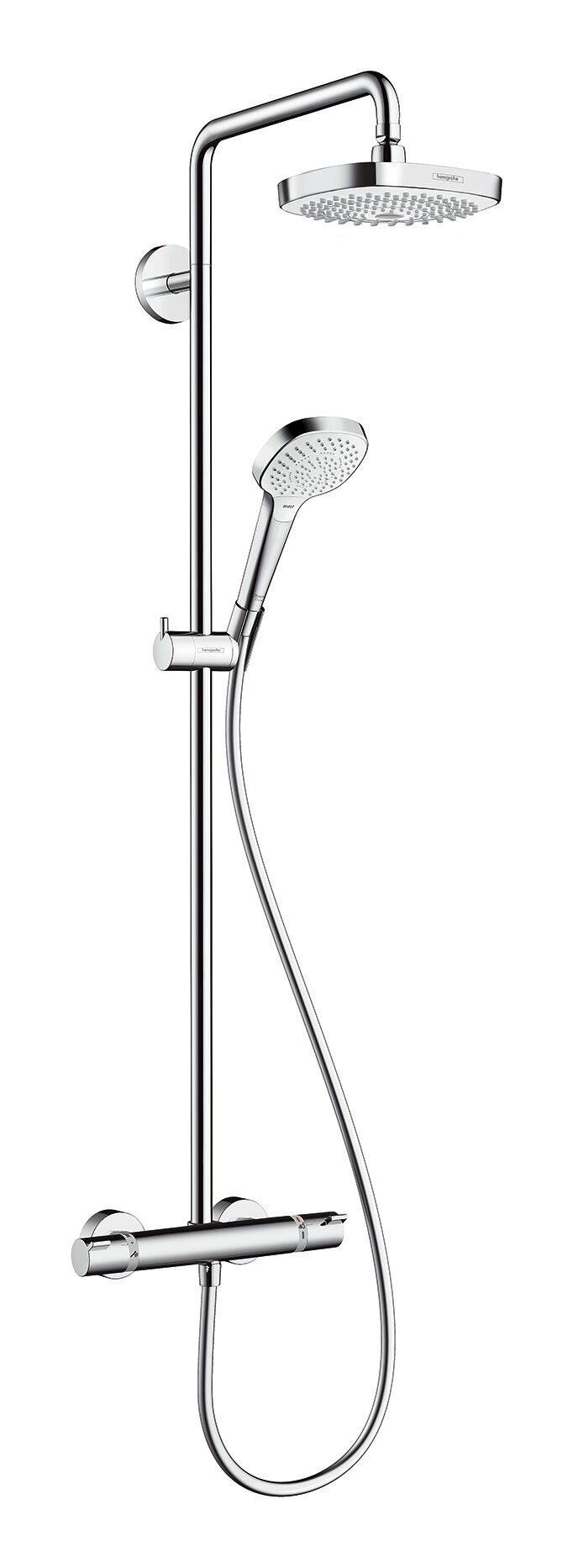 hansgrohe Duschsystem Croma Select E Showerpipe, Höhe 114.1 cm, 2 Strahlart(en), 180 2jet mit Thermostat Weiß / Chrom