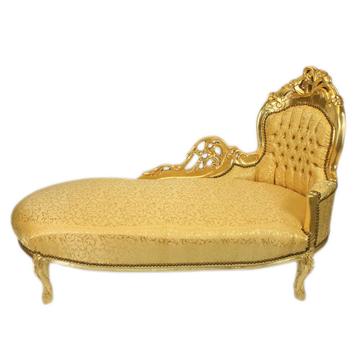 Casa Padrino Chaiselongue Barock Chaiselongue - / Gold Liege Barock Gold - Muster Recamiere Möbel