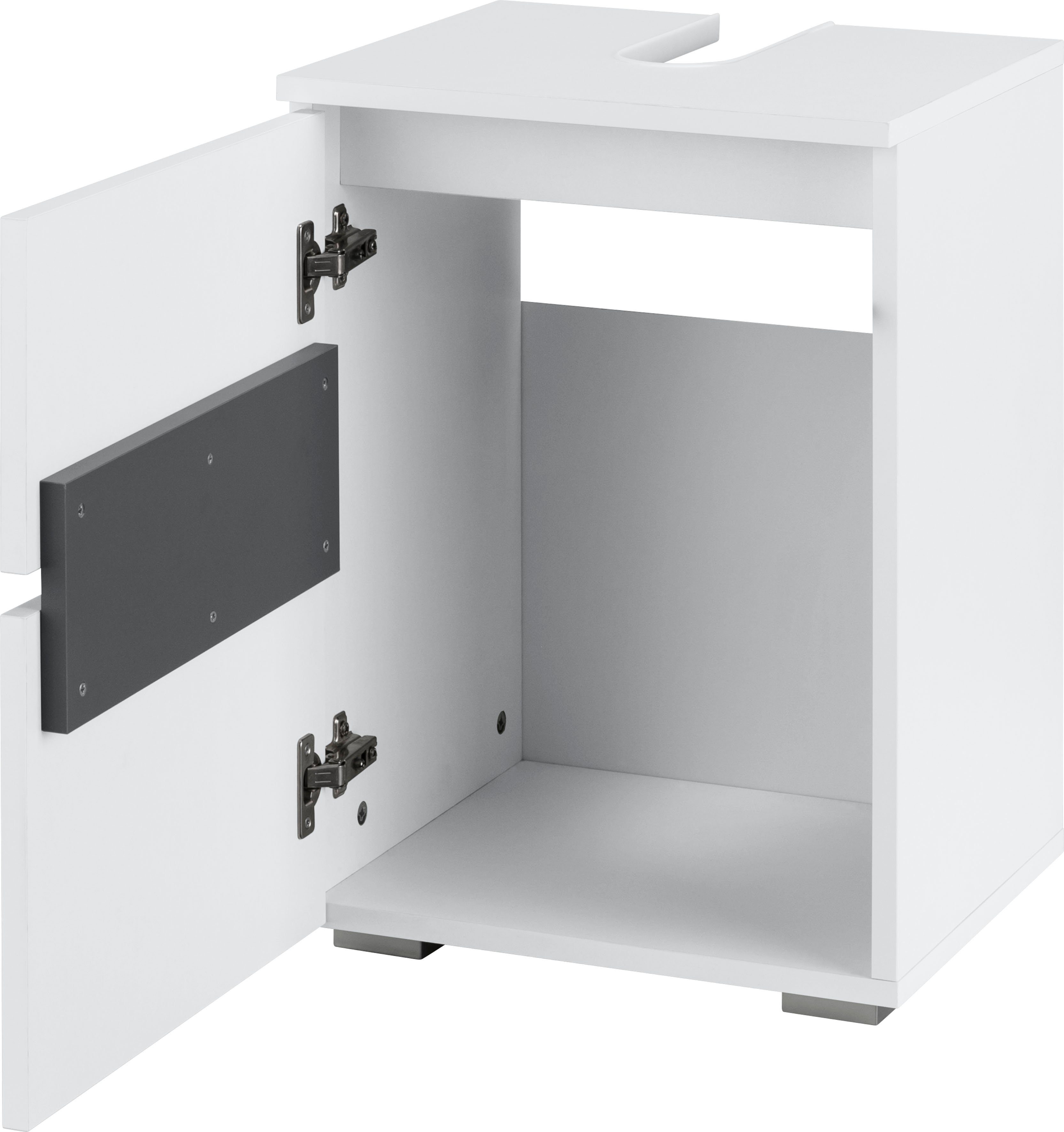 Wisla Waschbeckenunterschrank Tür Siphonausschnitt, weiß/weiß Höhe | Breite cm, affaire weiß Push-to-open-Funktion, 55 cm Home 40