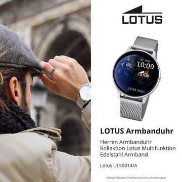 Lotus Multifunktionsuhr Lotus Herrenuhr Edelstahl silber grau, (Multifunktionsuhr), Herren Armbanduhr rund, groß (ca. 42,6mm), Edelstahl