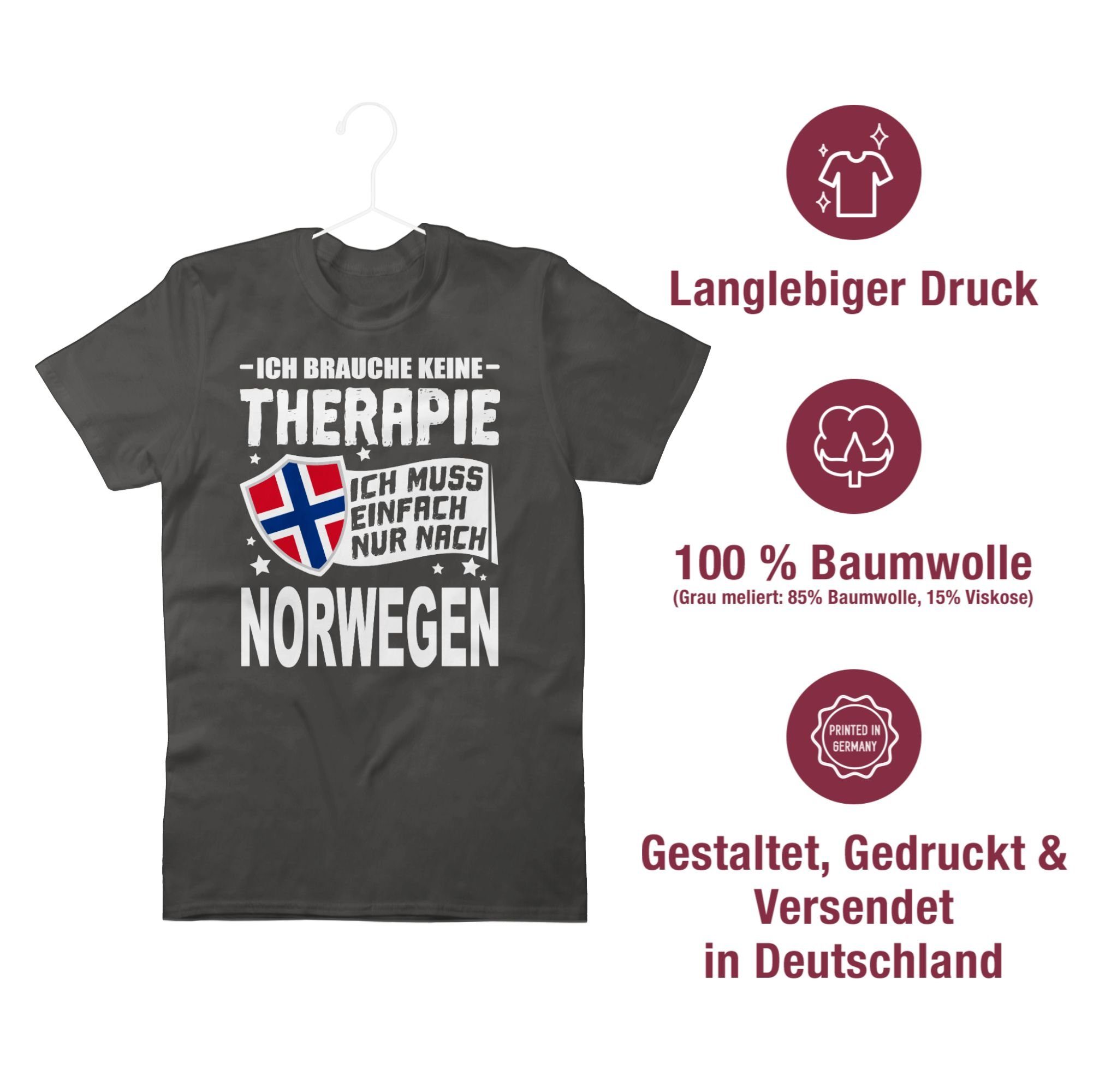 T-Shirt muss Dunkelgrau brauche Länder Ich nur Therapie - einfach keine Wappen 2 nach Ich Shirtracer Norwegen weiß