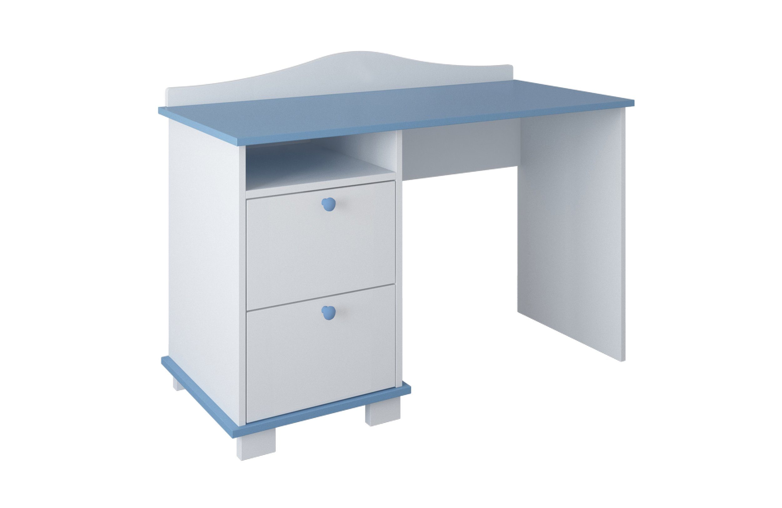 Schubladen zwei Ablagefach und Schreibtisch weiß Made mit Kids cm Collective in in blau Kinderschreibtisch Europe 74 Arbeitshöhe,