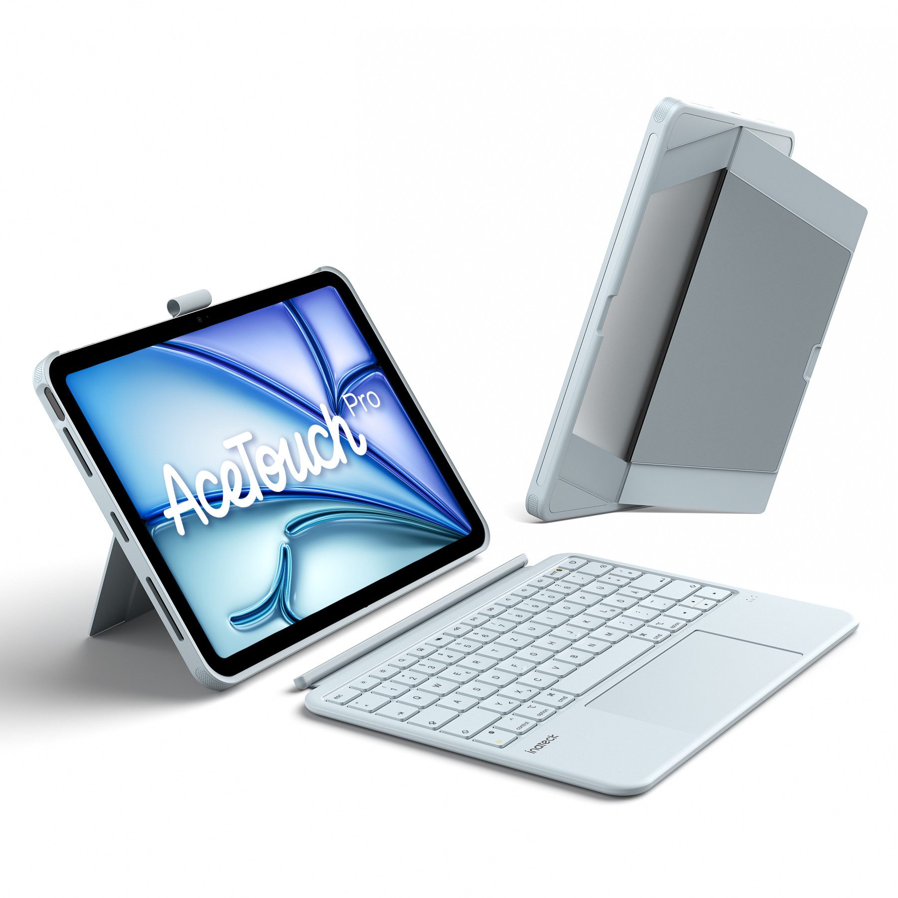 Inateck für 11 Zoll iPad Air M4 M3, iPad Pro, mit Touchpad iPad-Tastatur (Vertikaler/Horizontaler Ständer, Abnehmbar, mit Stifthalter)