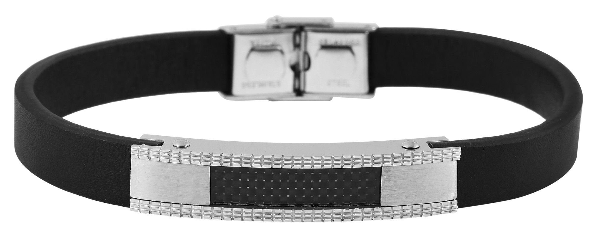 Schwarz3 Armband aus Lederarmband Echtleder (einzeln) Vedric mit Edelstahlelemente AKZENT