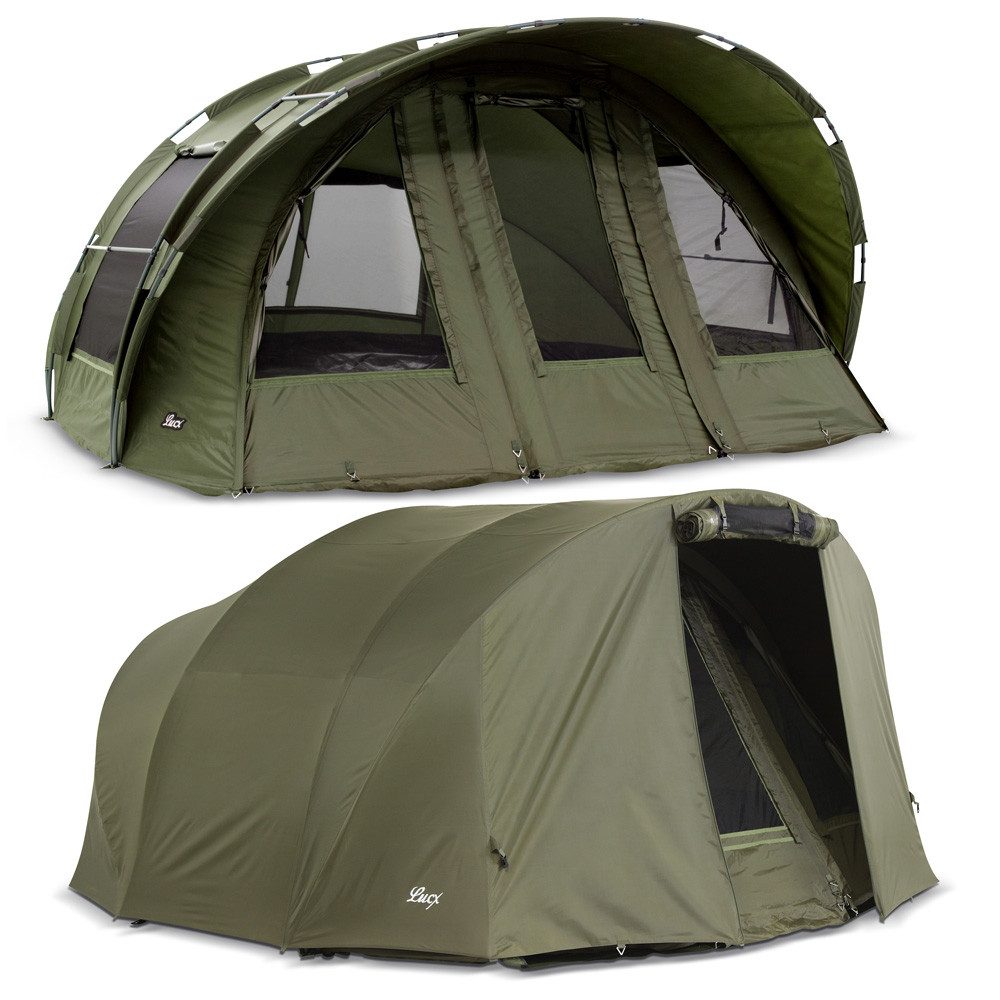 Lucx Angelzelt Leopard XXL Karpfenzelt + Überwurf Bivvy, Personen: 4 (Komplett-Set)