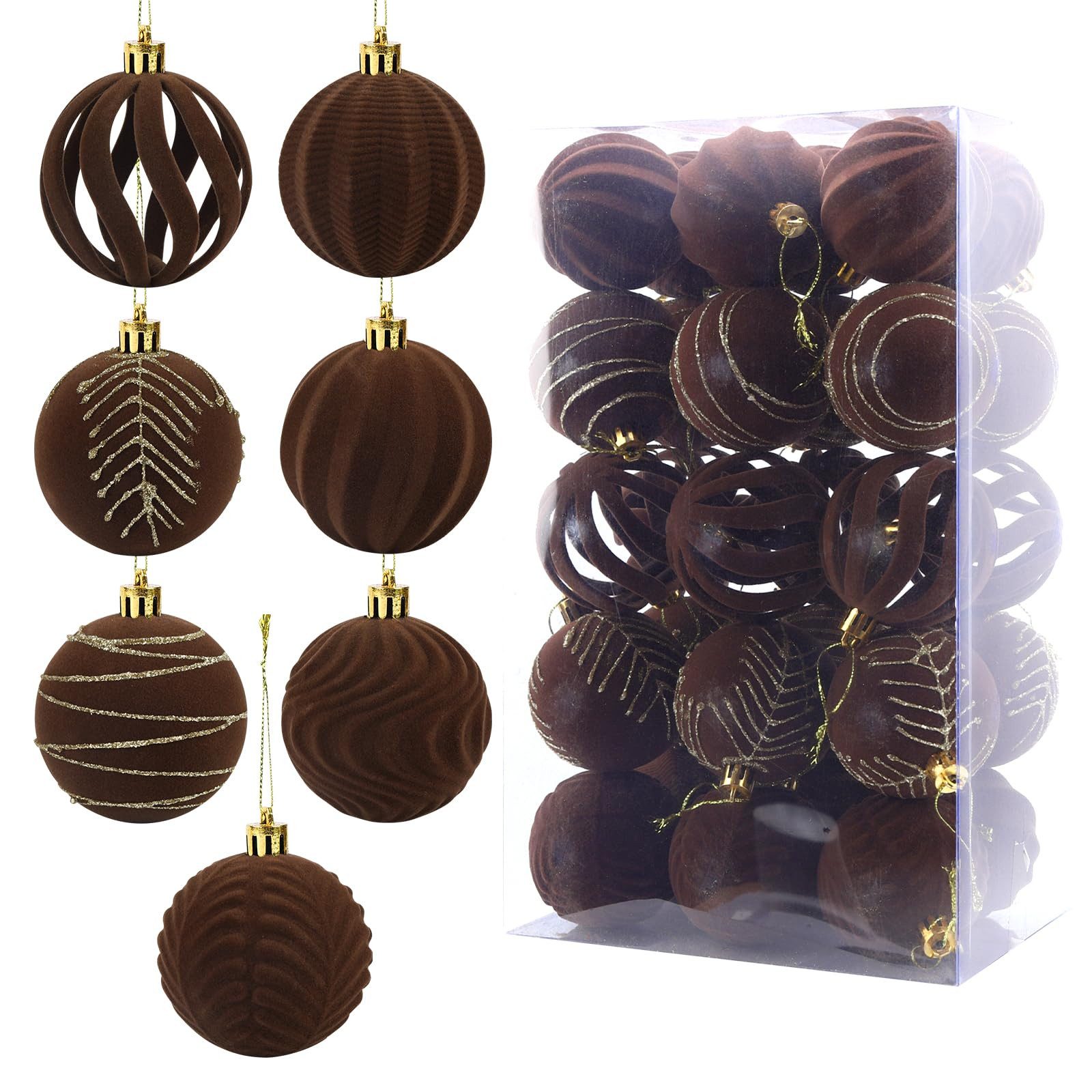 Coonoor Weihnachtsbaumkugel Weihnachtsdeko Weihnachtskugeln aus Samt, 30-teiliges Set 6cm (30 St), Weihnachtsbaumschmuck, für Weihnachtsfeiertag Dekoration