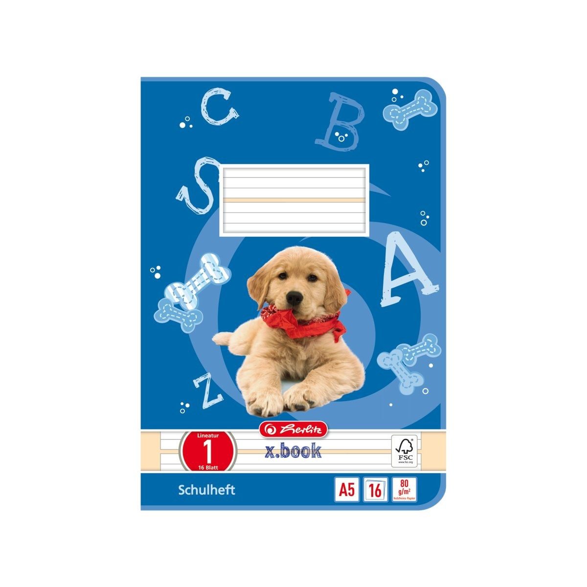 Herlitz Schulheft Heft liniert 16 Blatt DIN A5, Lineatur 1 (blau)