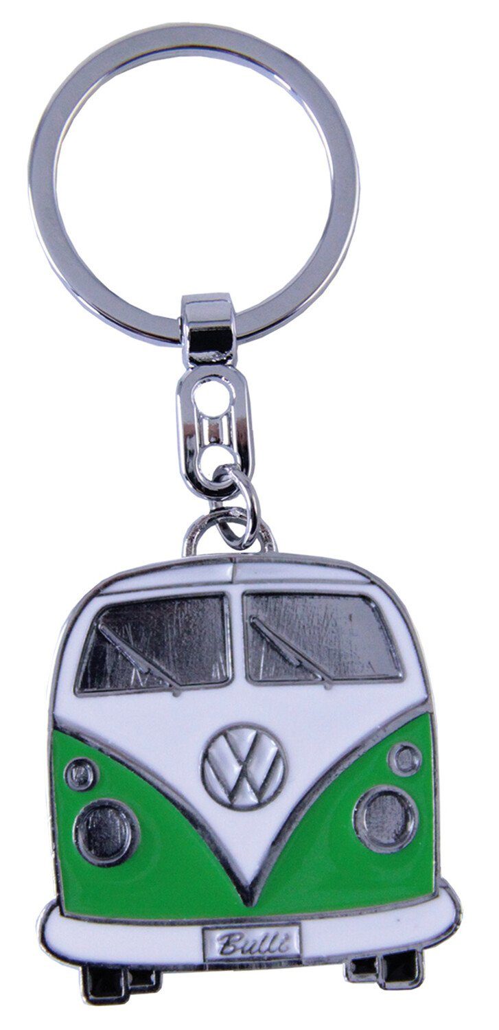 VW Collection by BRISA Schlüsselanhänger Volkswagen Schlüsselring im T1 Bulli Bus Design, emaillierter Anhänger in Grün