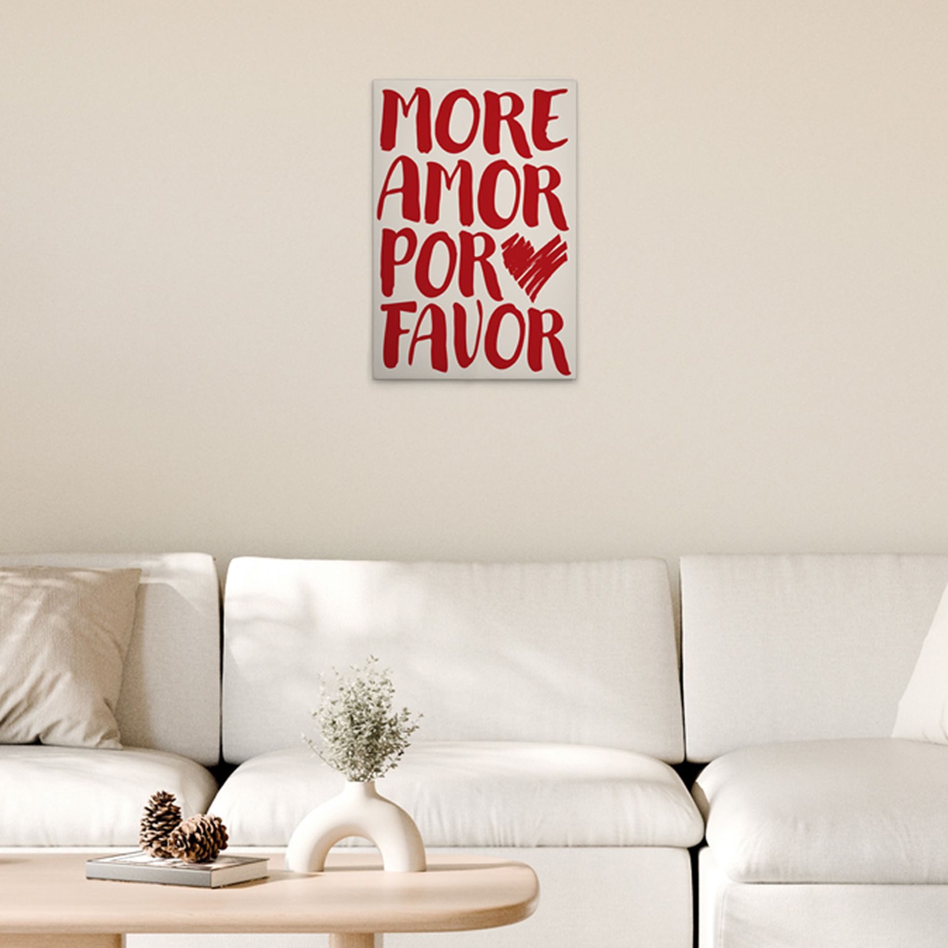Tadessi Leinwandbild More Amor por Favor Beige Rot versch. Größen, Gemälde