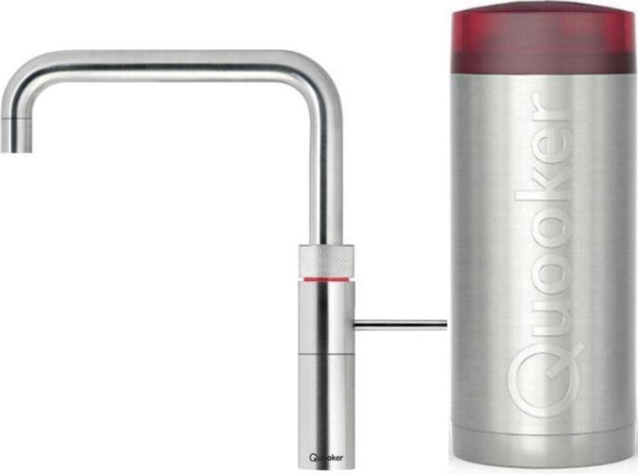 QUOOKER Küchenarmatur QUOOKER FUSION SQUARE COMBI B Chrom 100°C Armatur (22FSCHR) (2-St) Spültischmischer mit 100°C Kochendwasserfunktion