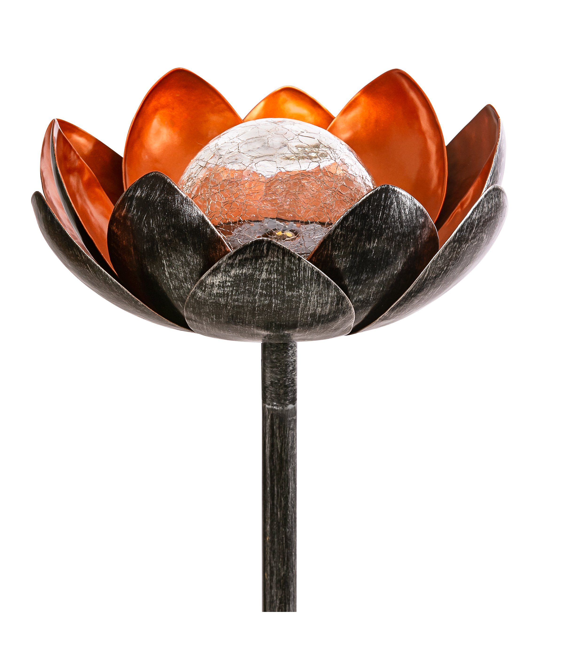 Dehner LED Solarleuchte Solarstab Lotus, Ø 22 cm, Höhe 101 cm, Kaltweiß, Warmweiß Orange
