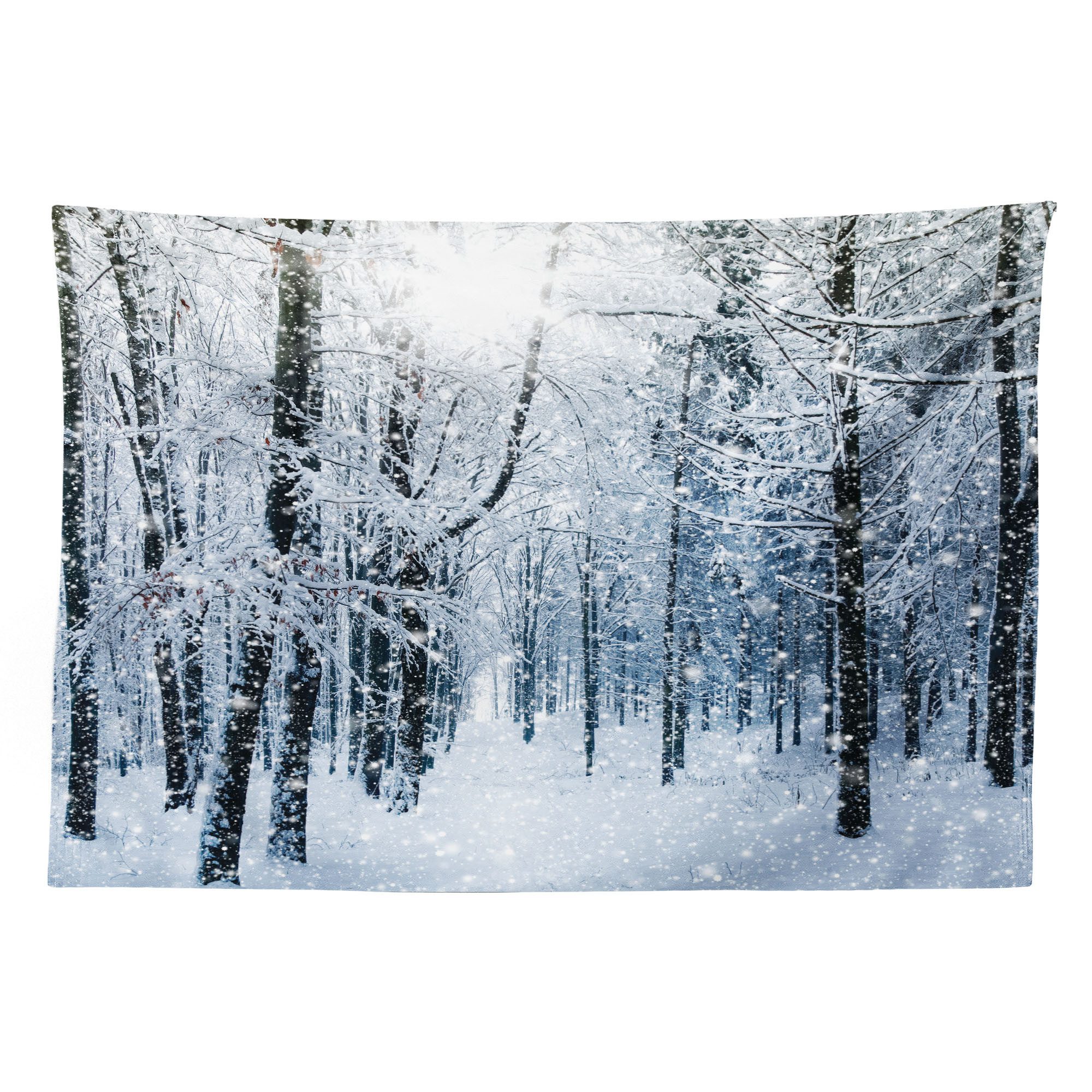 Abakuhaus Wandteppich aus Weiches Mikrofaser Stoff Für das Wohn und Schlafzimmer, rechteckig, Winter Schnee bedeckter Wald