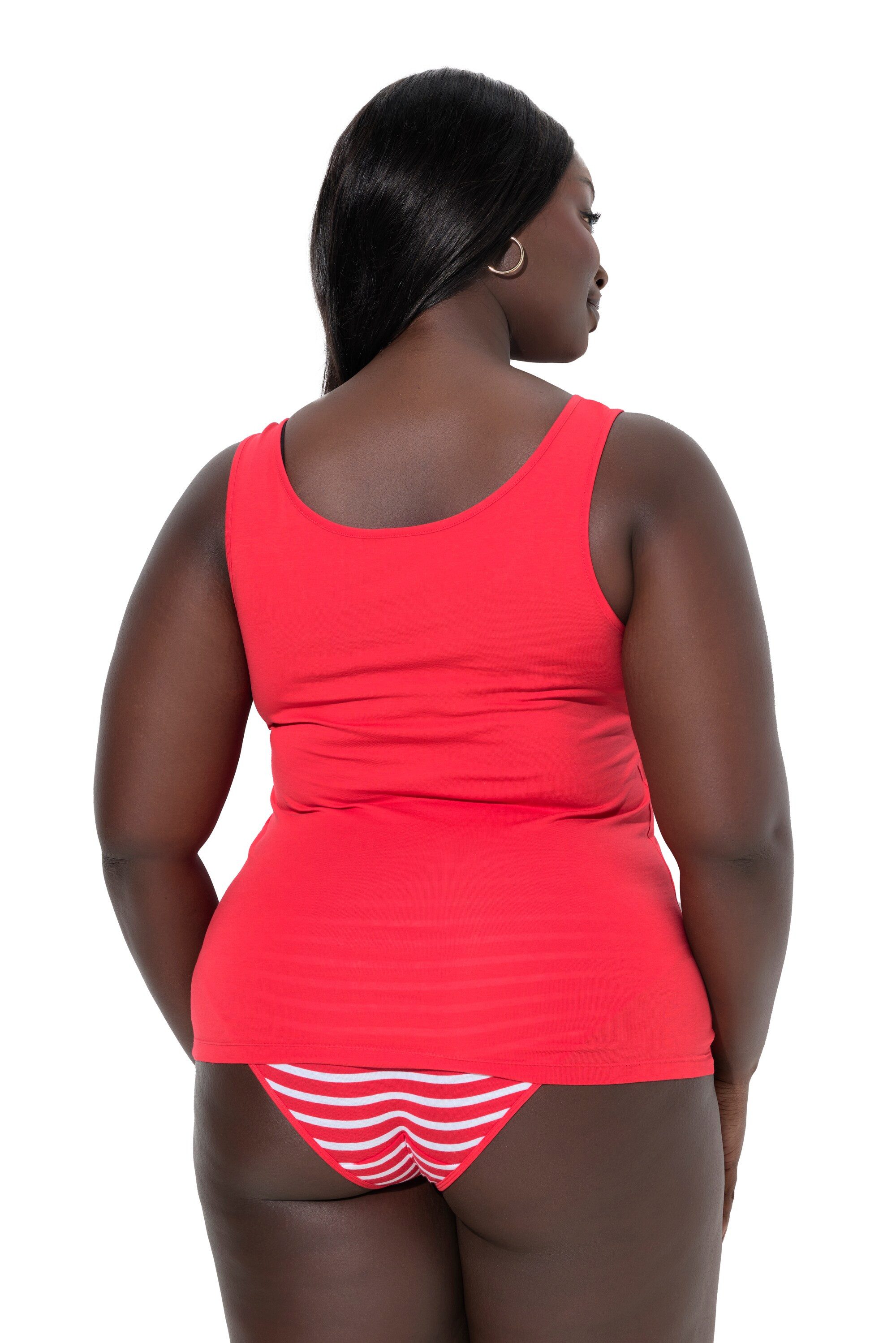 Ulla Popken Unterhemd Tanktops 2er-Pack Biobaumwolle Ringel/uni