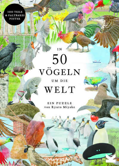 Laurence King Puzzle In 50 Vögeln um die Welt, 1000 Puzzleteile