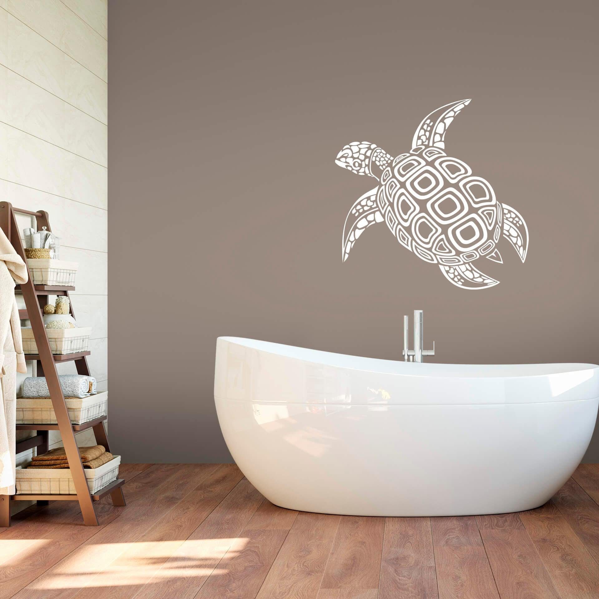 Wall-Art Wandtattoo Schildkröte weiß