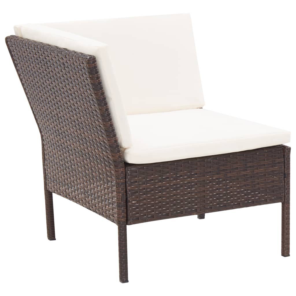 Gartenlounge-Set vidaXL Rattan Braun, Poly 6-tlg. Auflagen mit Garten-Lounge-Set (6-tlg)